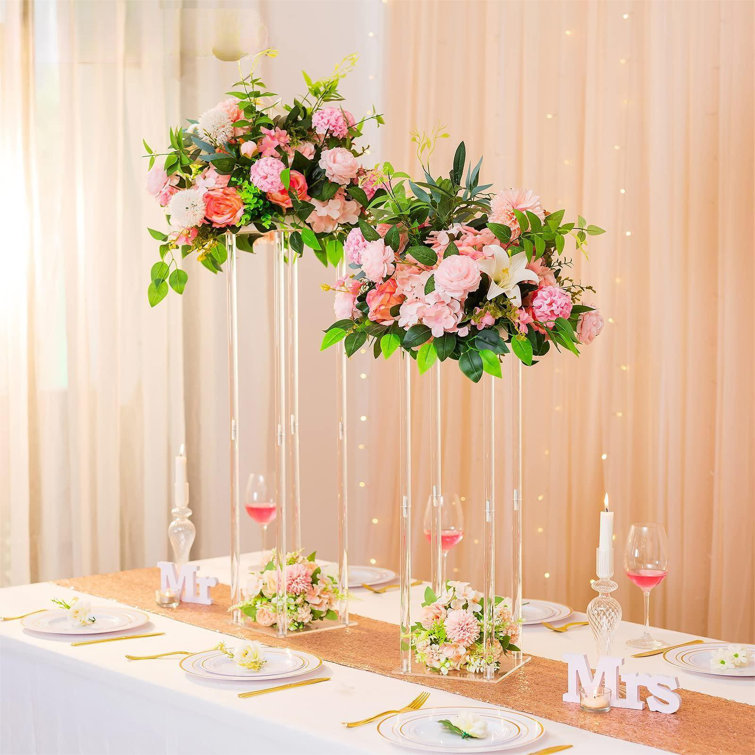 Wedding Centerpieces Acrylic Vases 2 Pcs 60Cm Tall Flower Vase Flowers Stand For Party Tables Decorations Elegant Bulk Weddings Decoration Table